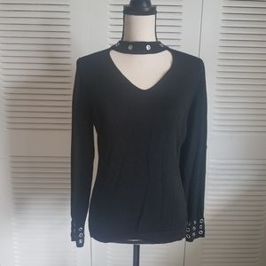 Venus Black Grommet Sweater